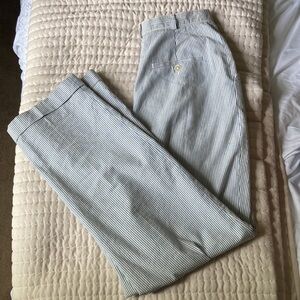 Lauren by Ralph Lauren Blue and White Seersucker style Trousers (Size 4)